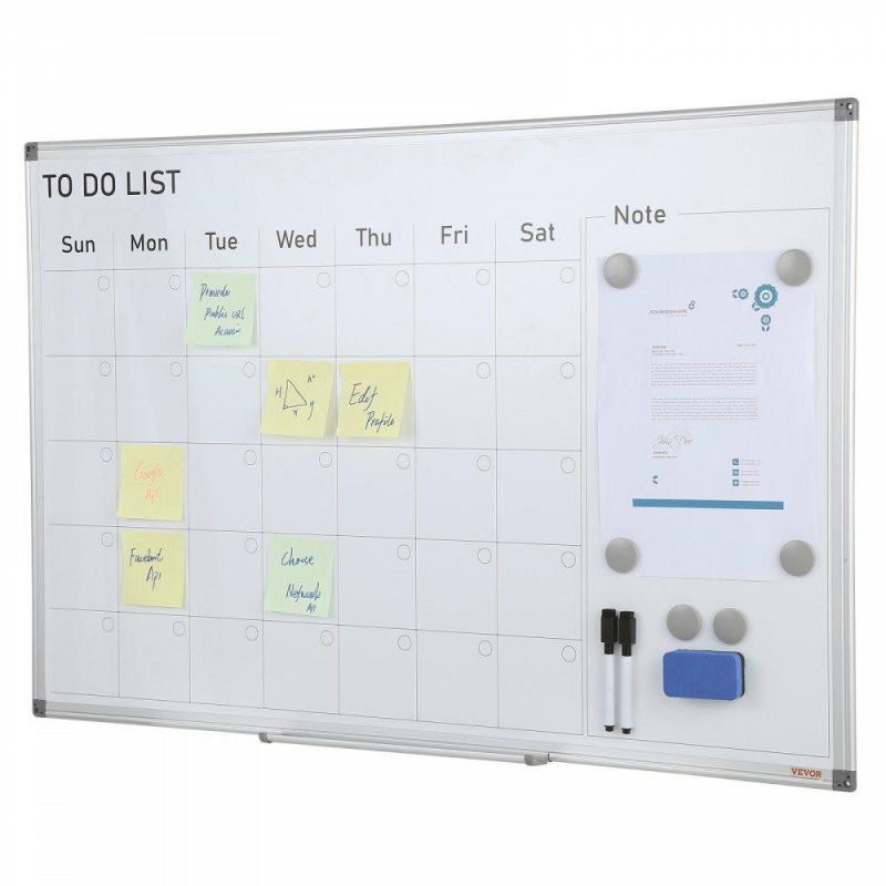 Boards & Easels |  Calendar Whiteboard, 36 x 24 Inches Magnetic Dry Erase Calendar Board, Monthly Planner Whiteboard for Wall, 1 Magnetic Erase & 2 Dry Erase Marker & Movable Tray for Restaurant Office Home School Boards & Easels Boards & Easels