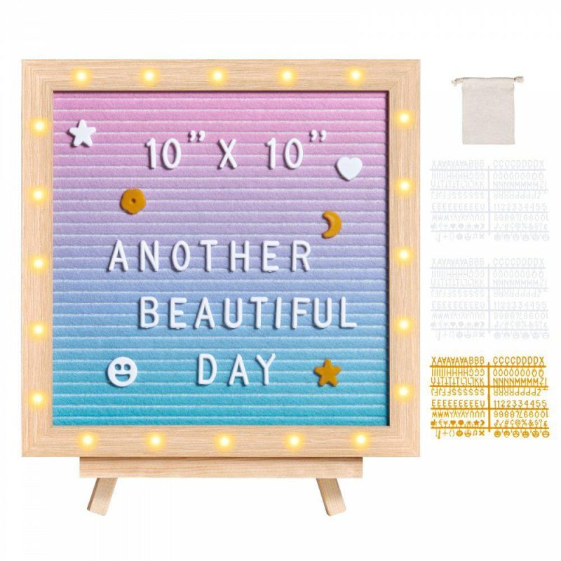 Boards & Easels |  Gradient Felt Letter Board, 10″x10″ Felt Message Board, Changeable Sign Boards with 510 Letters, Stand, and Built-in LED Lights, Baby Announcement Sign for Home Classroom Office Decor Wedding Red And Blue Gradient Boards & Easels Boards & Easels