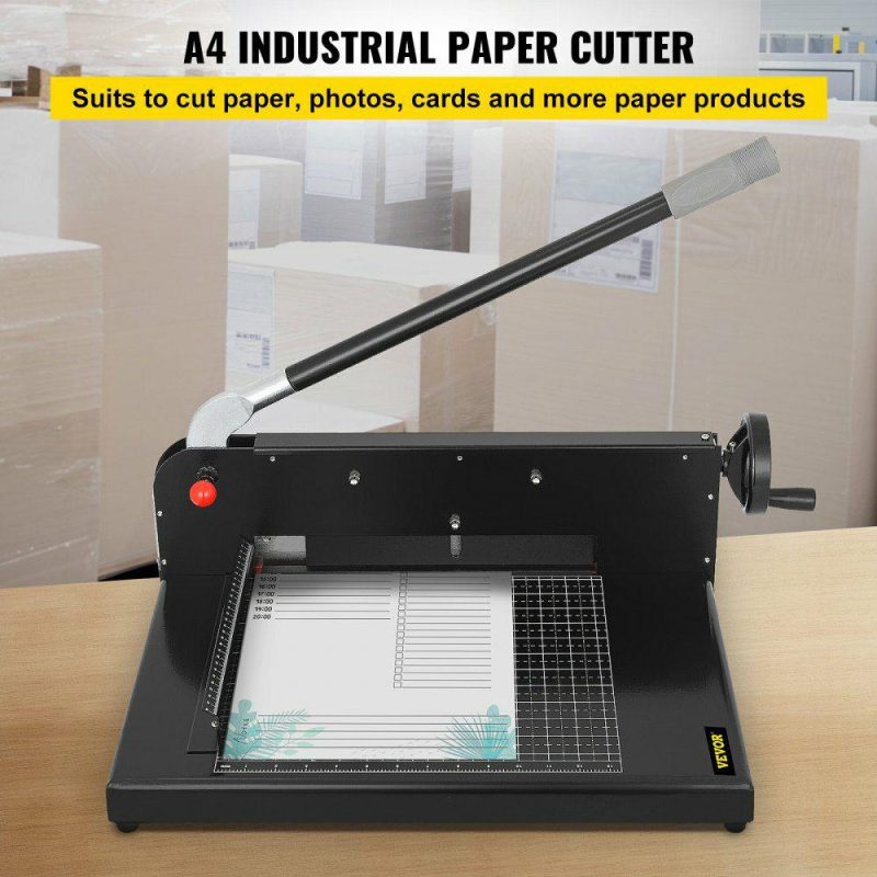 Cutting & Measuring Devices |  Paper Cutter 12Inch A4 Commercial Heavy Duty Paper Cutter 300 Sheets 45HRC Hardness Stack Cutter Metal Base Desktop Stack Cutter for Home Office (A4) Black Cutting & Measuring Devices Black