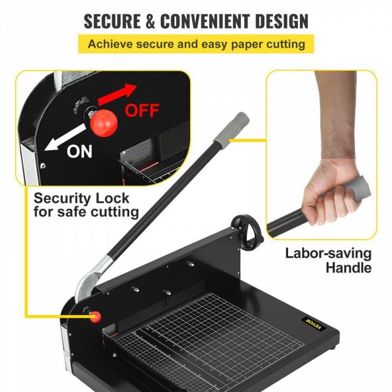 Cutting & Measuring Devices |  Paper Cutter 12Inch A4 Commercial Heavy Duty Paper Cutter 300 Sheets 45HRC Hardness Stack Cutter Metal Base Desktop Stack Cutter for Home Office (A4) Black Cutting & Measuring Devices Black