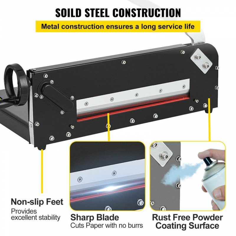 Cutting & Measuring Devices |  Paper Cutter 12Inch A4 Commercial Heavy Duty Paper Cutter 300 Sheets 45HRC Hardness Stack Cutter Metal Base Desktop Stack Cutter for Home Office (A4) Black Cutting & Measuring Devices Black