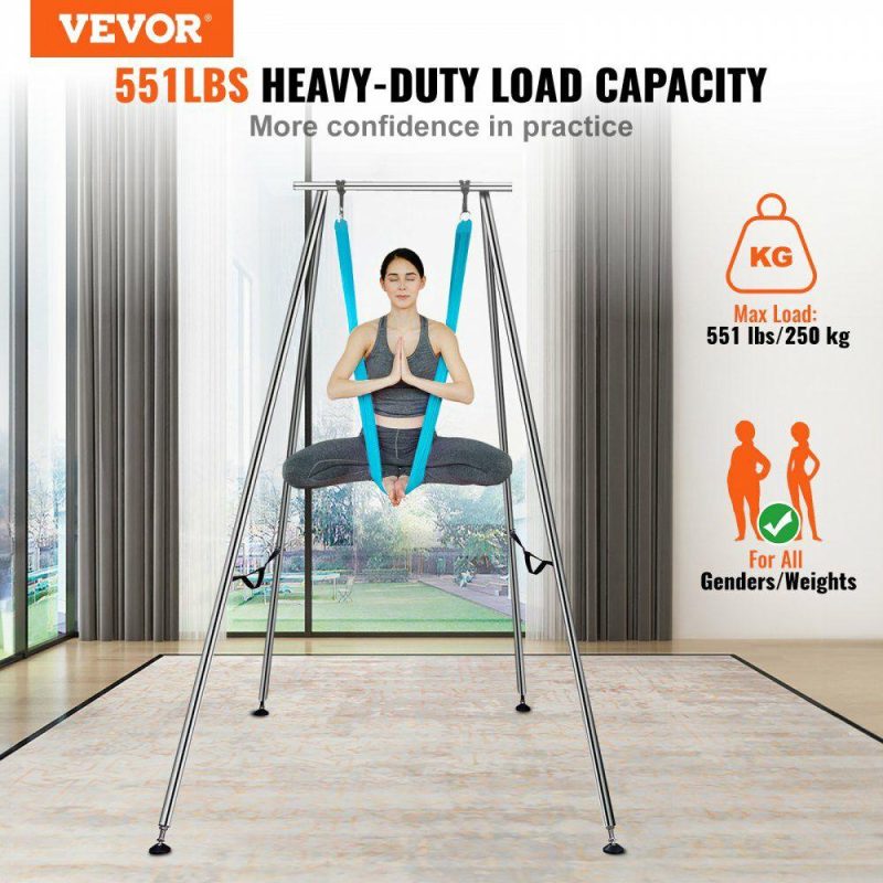 Exercise & Fitness |  Aerial Yoga Frame & Yoga Hammock, 9.67 ft Height Professional Yoga Swing Stand Comes with 13.1 Yards Aerial Hammock, Max 551.15 lbs Load Capacity Yoga Rig for Indoor Outdoor Aerial Yoga, Blue Blue Exercise & Fitness Blue