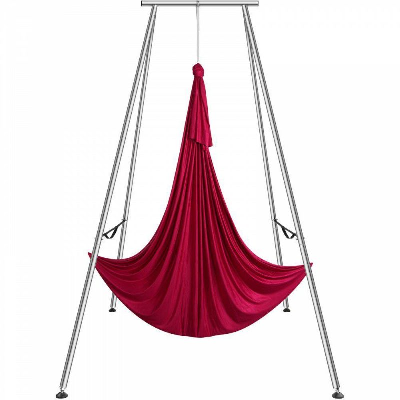 Exercise & Fitness |  Aerial Yoga Frame & Yoga Hammock, 9.67 ft Height Professional Yoga Swing Stand Comes with 6.6 Yards Aerial Hammock, Max 551.15 lbs Load Capacity, Yoga Rig for Indoor Outdoor Aerial Yoga, Red Red Exercise & Fitness Exercise & Fitness