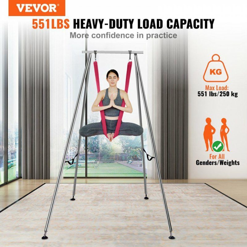 Exercise & Fitness |  Aerial Yoga Frame & Yoga Hammock, 9.67 ft Height Professional Yoga Swing Stand Comes with 6.6 Yards Aerial Hammock, Max 551.15 lbs Load Capacity, Yoga Rig for Indoor Outdoor Aerial Yoga, Red Red Exercise & Fitness Exercise & Fitness