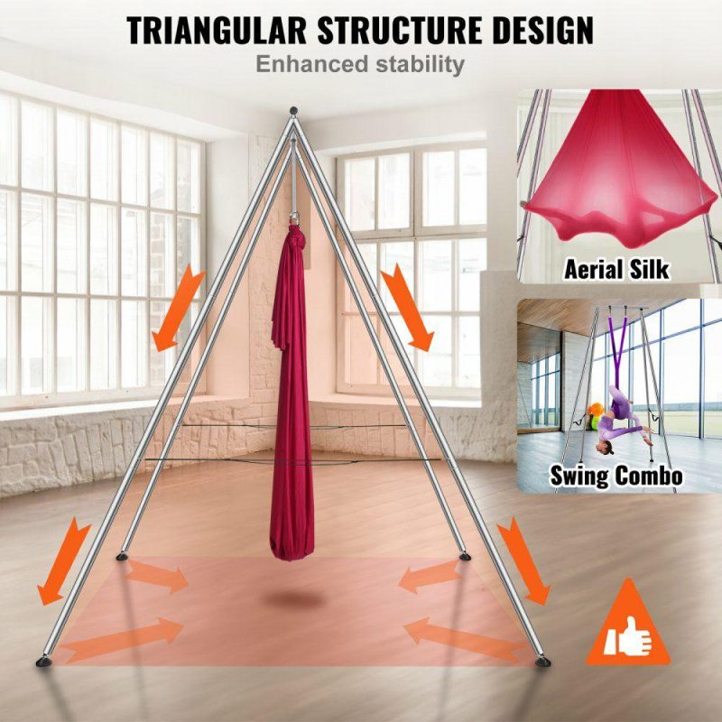 Exercise & Fitness |  Aerial Yoga Frame & Yoga Hammock, 9.67 ft Height Professional Yoga Swing Stand Comes with 6.6 Yards Aerial Hammock, Max 551.15 lbs Load Capacity, Yoga Rig for Indoor Outdoor Aerial Yoga, Red Red Exercise & Fitness Exercise & Fitness