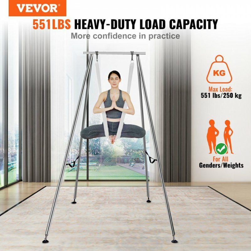 Exercise & Fitness |  Aerial Yoga Frame & Yoga Hammock, 9.67 ft Height Professional Yoga Swing Stand Comes with 6.6 Yards Aerial Hammock, Max 551.15 lbs Load Capacity Yoga Rig for Indoor Outdoor Aerial Yoga, White White Exercise & Fitness Exercise & Fitness