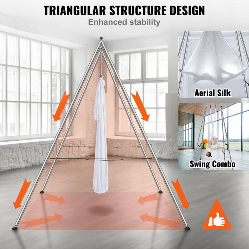 Exercise & Fitness |  Aerial Yoga Frame & Yoga Hammock, 9.67 ft Height Professional Yoga Swing Stand Comes with 6.6 Yards Aerial Hammock, Max 551.15 lbs Load Capacity Yoga Rig for Indoor Outdoor Aerial Yoga, White White Exercise & Fitness Exercise & Fitness