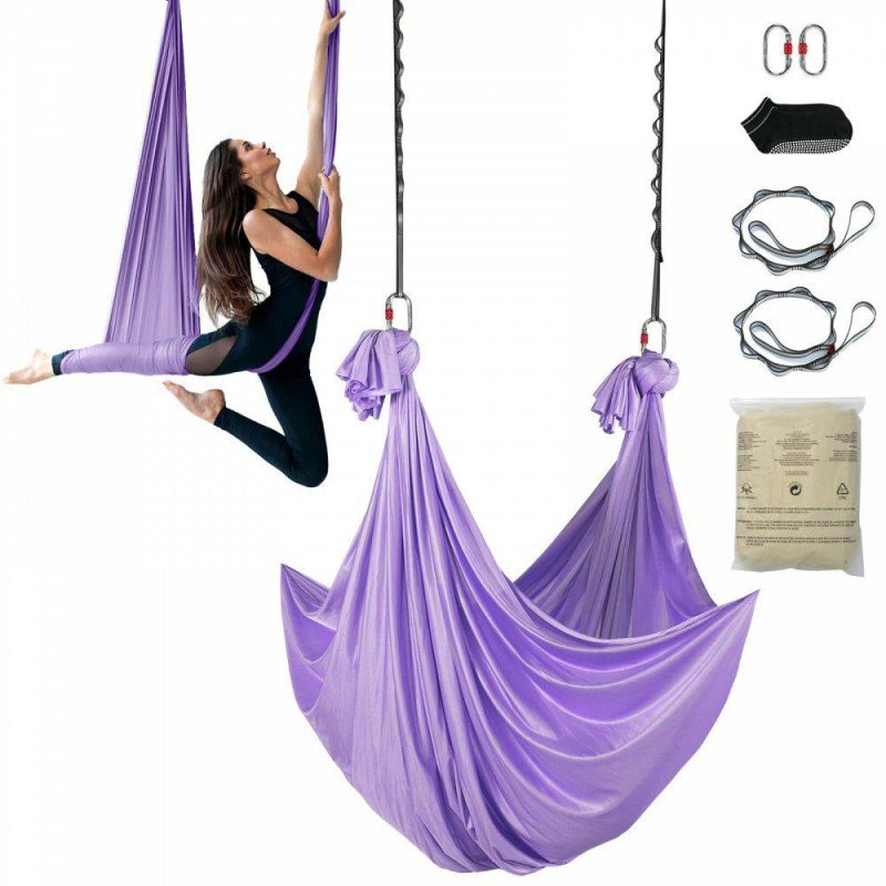 Exercise & Fitness |  Aerial Yoga Hammock & Swing, 4.4 Yards, Yoga Starter Kit with 100gsm Nylon Fabric, Full Rigging Hardware and Easy Set-up Guide, Antigravity Flying for All Levels Fitness Bodybuilding, Purple Light Purple Exercise & Fitness Exercise & Fitness