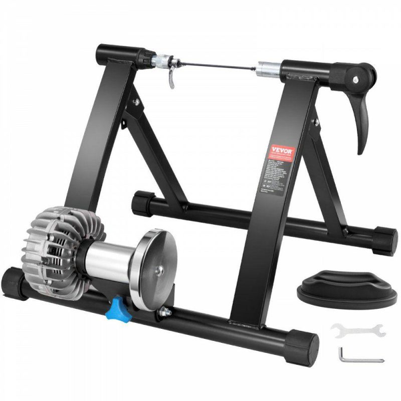 Exercise & Fitness |  Bike Trainer Stand, Fluid Stationary Bike Stand for 26″-29″ Wheels, Noise Reduction Fluid Flywheel, Portable Cycling Stand for Indoor Riding Exercise, with Quick-Release Lever & Front Wheel Rise Exercise & Fitness Exercise & Fitness