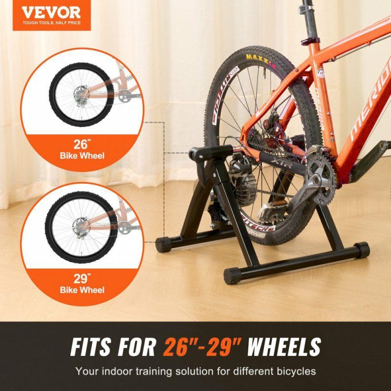 Exercise & Fitness |  Bike Trainer Stand, Fluid Stationary Bike Stand for 26″-29″ Wheels, Noise Reduction Fluid Flywheel, Portable Cycling Stand for Indoor Riding Exercise, with Quick-Release Lever & Front Wheel Rise Exercise & Fitness Exercise & Fitness