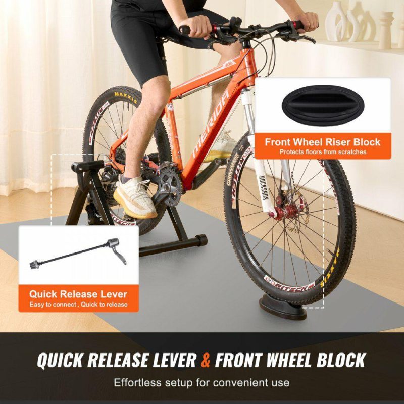 Exercise & Fitness |  Bike Trainer Stand, Fluid Stationary Bike Stand for 26″-29″ Wheels, Noise Reduction Fluid Flywheel, Portable Cycling Stand for Indoor Riding Exercise, with Quick-Release Lever & Front Wheel Rise Exercise & Fitness Exercise & Fitness