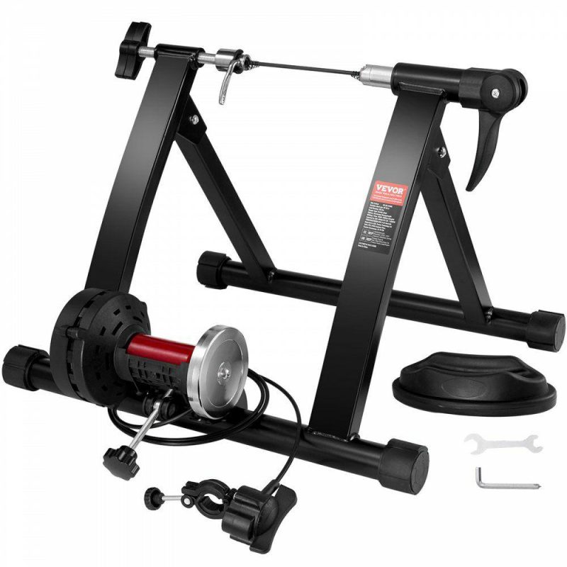 Exercise & Fitness |  Bike Trainer Stand, Magnetic Stationary Bike Stand for 26″-29″ Wheels, 6 Resistance Settings, Noise Reduction Flywheel Motor, for Indoor Riding Exercise, Quick-Release Lever & Front Wheel Riser Exercise & Fitness Exercise & Fitness