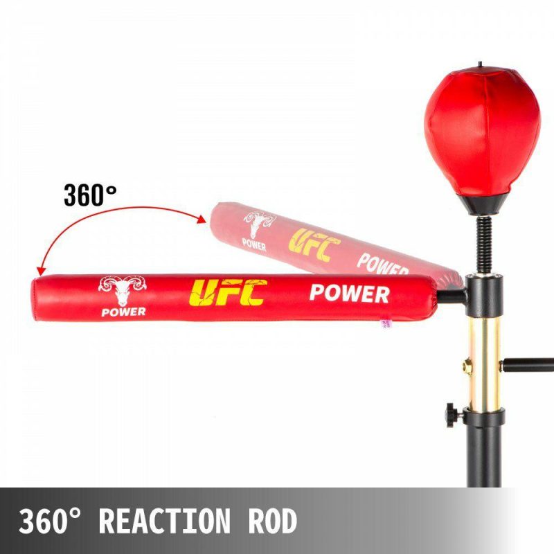 Exercise & Fitness |  Boxing Speed Trainer, Punching Bag Spinning Bar, Training Boxing Ball with Reflex Bar & Gloves, Solid Speed Punching Bag Free Standing, Adjustable Height, for Adult&Kid, Red with Two Ball Red Exercise & Fitness Exercise & Fitness