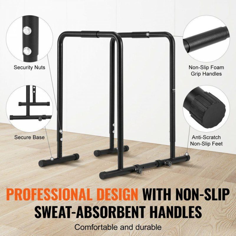 Exercise & Fitness |  Dip Bar, 440 lbs Capacity, Heave Duty Dip Stand Station with Adjustable Height, Fitness Workout Dip Bar Station Stabilizer Parallette Push Up Stand, Parallel Bars for Strength Training Home Gym Exercise & Fitness Exercise & Fitness