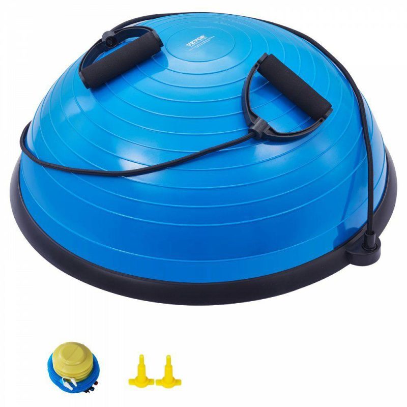 Exercise & Fitness |  Half Exercise Ball Trainer, 23 inch Balance Ball Trainer, 660lbs Capacity Stability Ball, Yoga Ball with Resistance Bands & Foot Pump, Strength Fitness Ball for Home Gym, Full Body Workout, Blue Blue Exercise & Fitness Blue