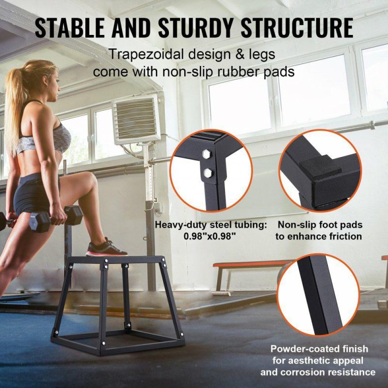 Exercise & Fitness |  Plyometric Jump Box, 18 Inch Plyo Box, Steel Plyometric Platform and Jumping Agility Box, Anti-Slip Fitness Exercise Step Up Box for Home Gym Training, Conditioning Strength Training, Black Exercise & Fitness Exercise & Fitness