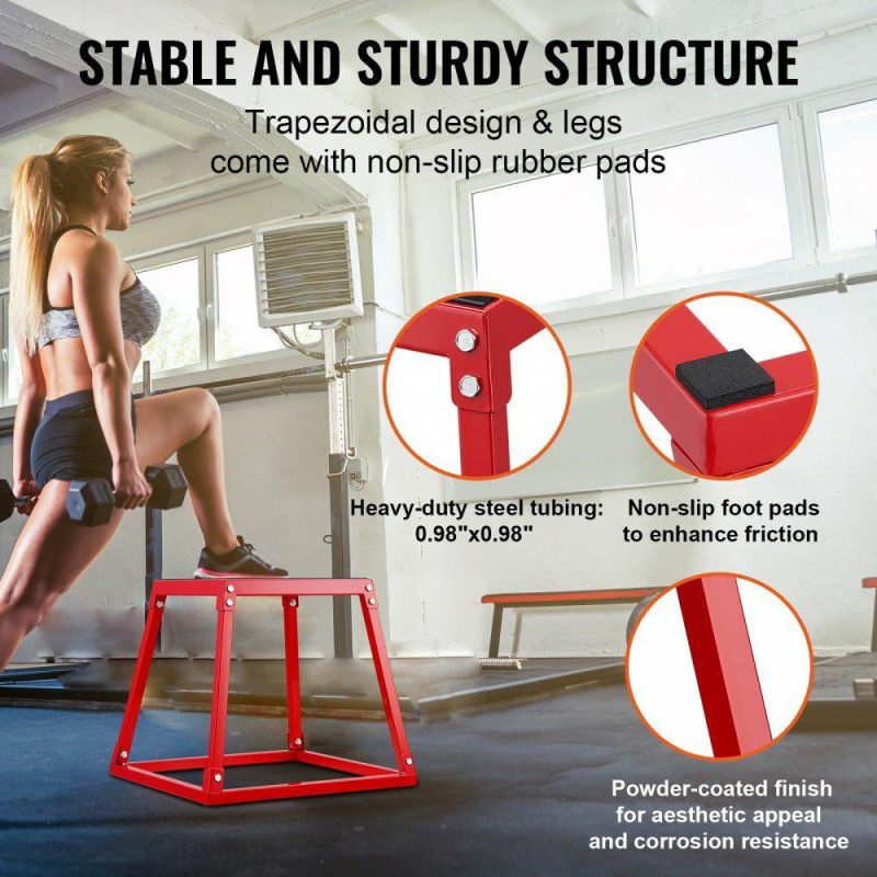 Exercise & Fitness |  Plyometric Jump Boxes, 12/18/24/30 Inch Plyo Box, Platform and Jumping Agility Box, Anti-Slip Fitness Exercise Step Up Box Set for Home Gym Training, Conditioning Strength Training, Red Exercise & Fitness Exercise & Fitness