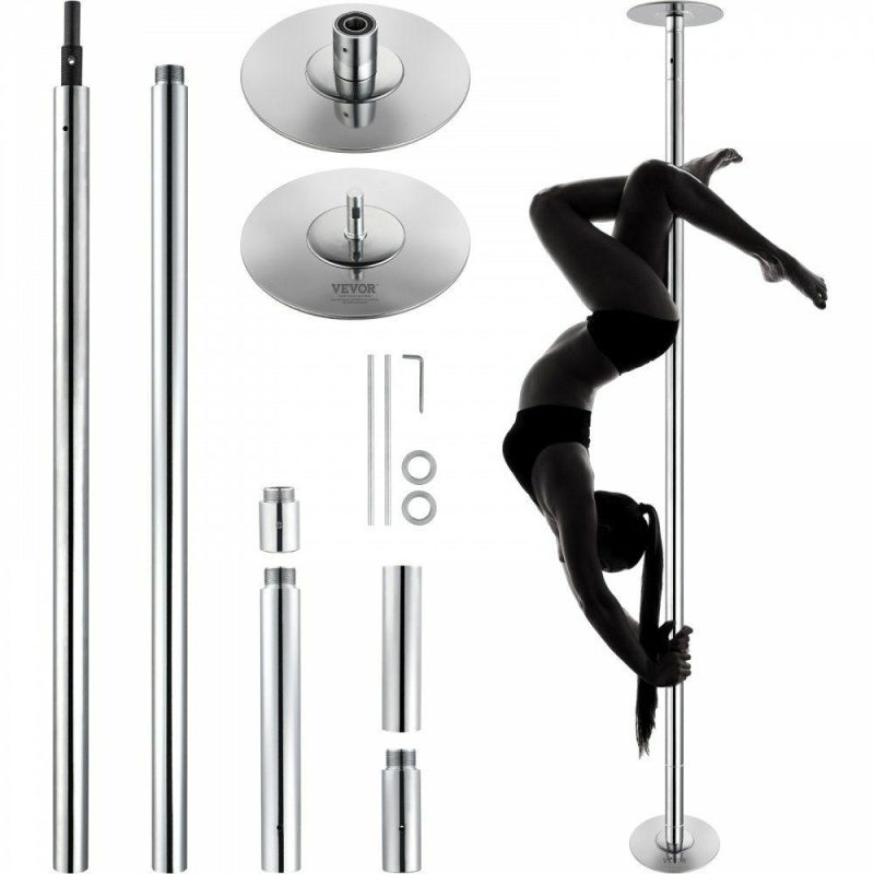 Exercise & Fitness |  Professional Dancing Pole, Spinning Static Dancing Pole Kit, Portable Removable Pole, 45mm Heavy-Duty Stainless Steel Pole, Height Adjustable Fitness Pole, for Exercise Home Club Gym, Silver Exercise & Fitness Exercise & Fitness