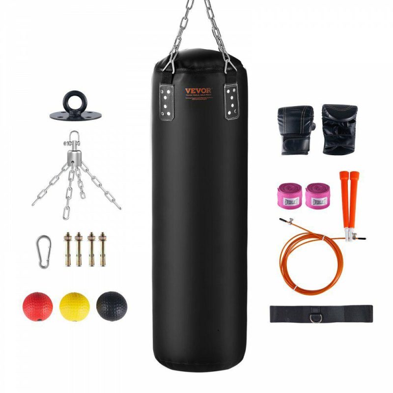 Exercise & Fitness |  Punching Bag for Adults, 4ft PVC Heavy Boxing Bag Set, Punching Bag with Chains and Gloves, Hanging Boxing Bag for MMA Karate Judo, Muay Thai Kickboxing Boxing, Home Gym Training, (Unfilled) Exercise & Fitness Exercise & Fitness