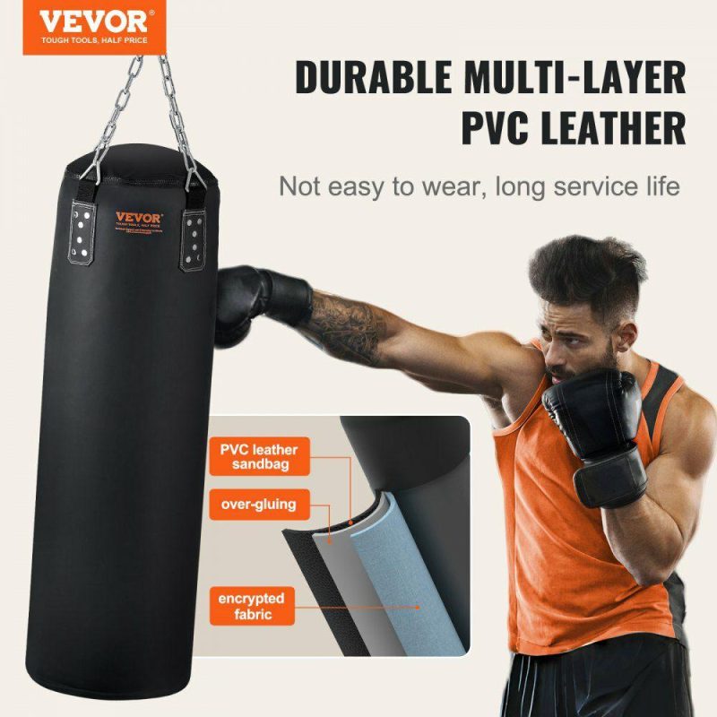 Exercise & Fitness |  Punching Bag for Adults, 4ft PVC Heavy Boxing Bag Set, Punching Bag with Chains and Gloves, Hanging Boxing Bag for MMA Karate Judo, Muay Thai Kickboxing Boxing, Home Gym Training, (Unfilled) Exercise & Fitness Exercise & Fitness