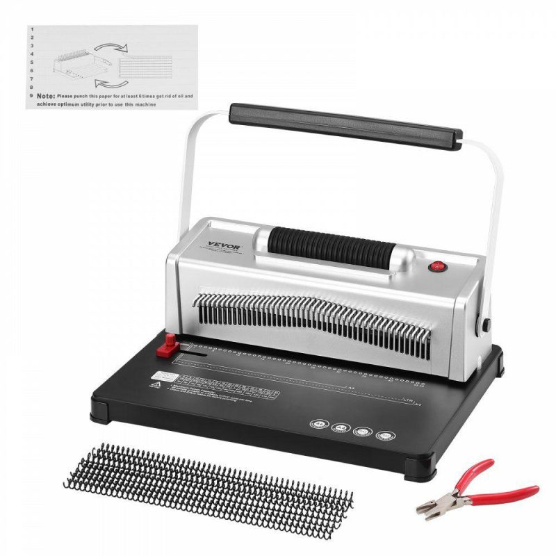 Filing & Binding System |  Coil Spiral Binding Machine, Manual Book Maker with Electric Binding, 46-Holes Binding 500 Sheets Punch Binder, with 100pcs 5/16” Coil Binding Spines, for Letter Size, A4, A5 Filing & Binding System Filing & Binding System