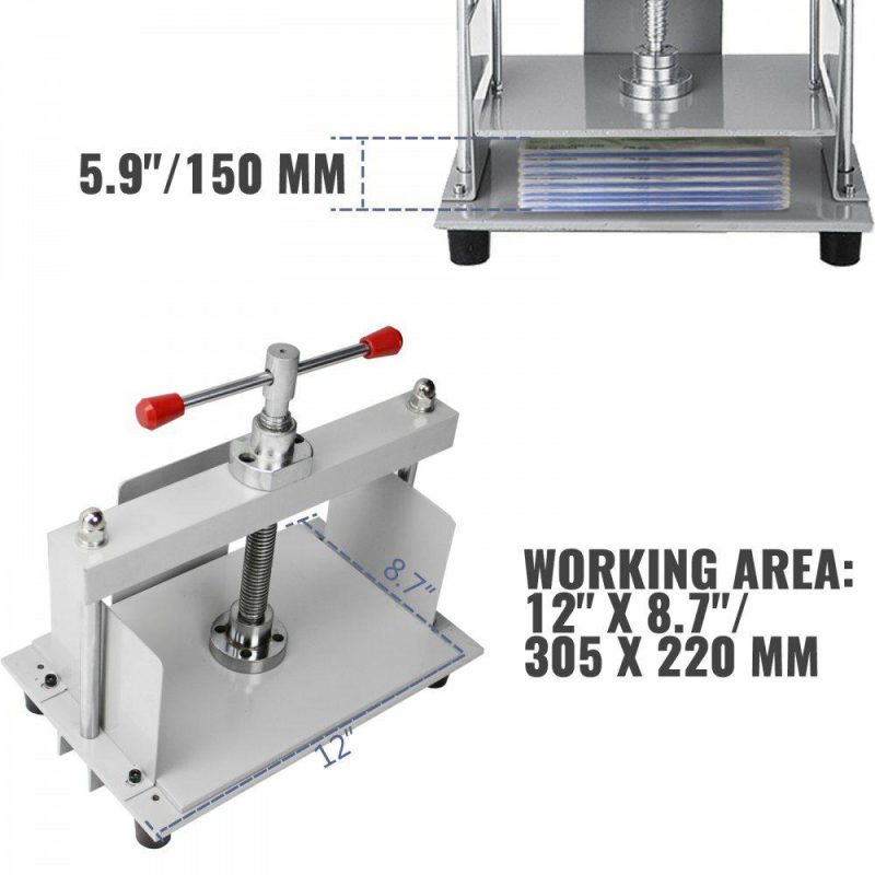 Filing & Binding System |  Manual Paper Press Machine 12X8.6 inch for A4 Sized Papers Flatting Machine 10cm Thickness Steel Frame Manual Flat Paper Press Machine Papermaking Book Press Filing & Binding System Filing & Binding System