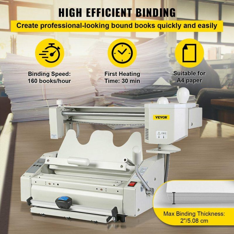 Filing & Binding System |  Wireless Glue Book Binding Machine A4 Manual Hot Glue Book Binder 110V with Milling Spine Rougher Binding Machine for Paper Books Albums Notebook Office Supplies Filing & Binding System