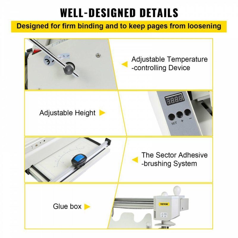 Filing & Binding System |  Wireless Glue Book Binding Machine A4 Manual Hot Glue Book Binder 110V with Milling Spine Rougher Binding Machine for Paper Books Albums Notebook Office Supplies Filing & Binding System