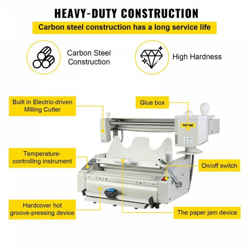 Filing & Binding System |  Wireless Glue Book Binding Machine A4 Manual Hot Glue Book Binder 110V with Milling Spine Rougher Binding Machine for Paper Books Albums Notebook Office Supplies Filing & Binding System