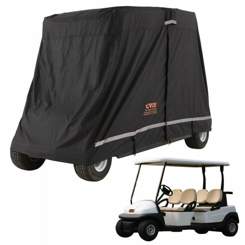 Golf Equipment |  4 Passenger Golf Cart Cover, 600D Polyester Full Cover, Universal Fits for Most Brand Club Car Covers, Waterproof, Sunproof, and Dustproof Outdoor Golf Cart Cover with Three Zipper Doors, Black Golf Equipment Golf Equipment