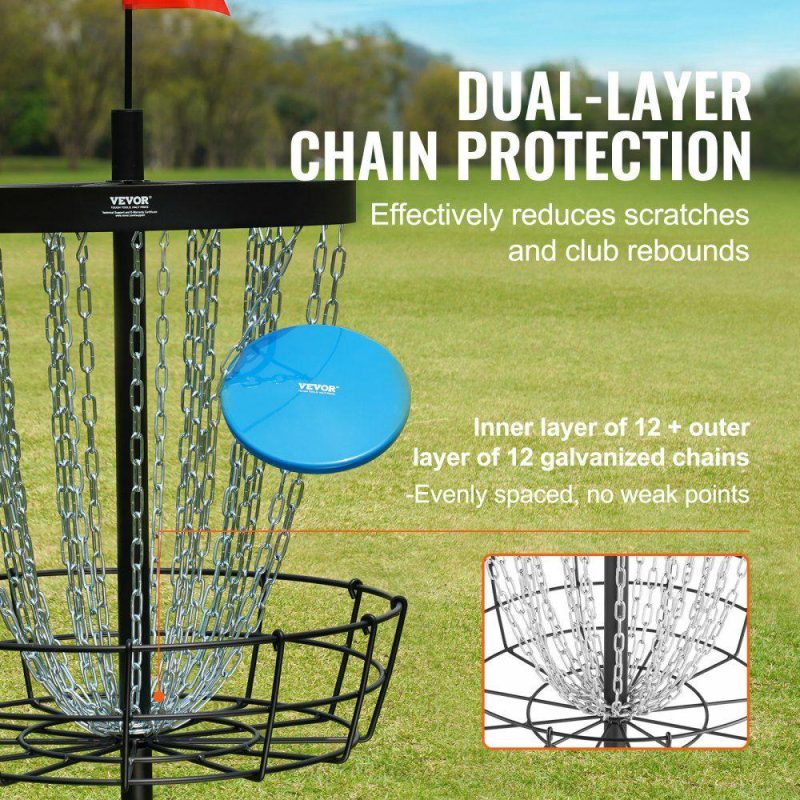 Golf Equipment |  Disc Golf Basket, 24-Chains Portable Disc Golf Target Hole, Heavy Duty Steel Practice Disc Golf Target, Indoor & Outdoor Disc Golf Course Basket, Disc Golf Basket Stand Equipment, Black Black Golf Equipment Black