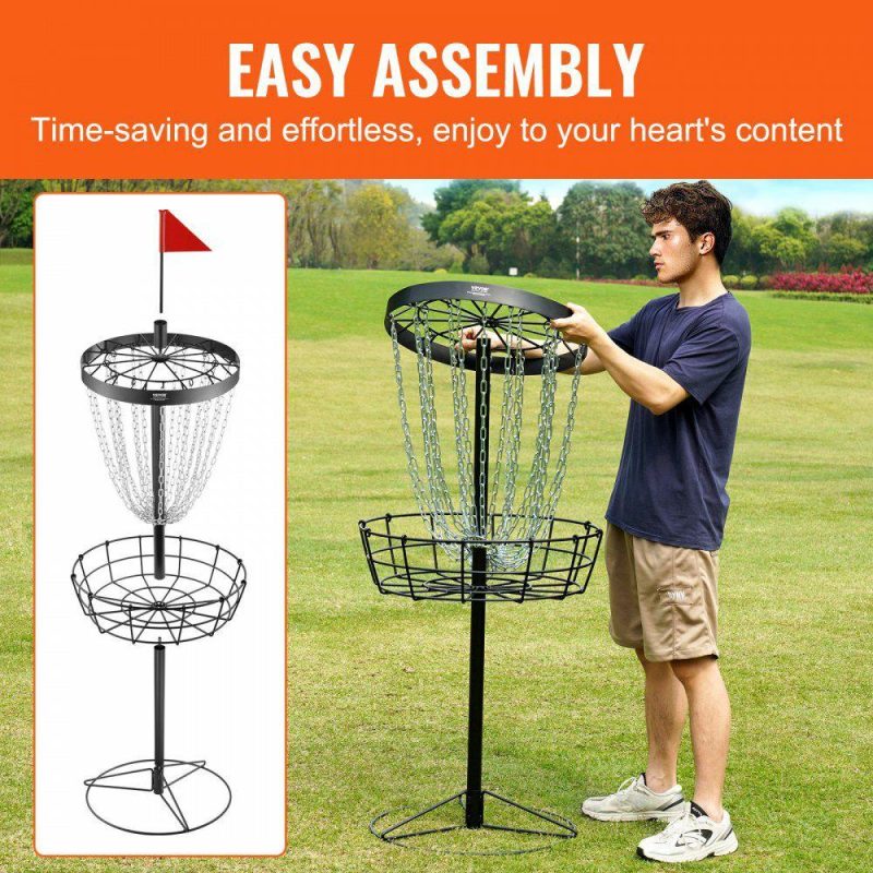 Golf Equipment |  Disc Golf Basket, 24-Chains Portable Disc Golf Target Hole, Heavy Duty Steel Practice Disc Golf Target, Indoor & Outdoor Disc Golf Course Basket, Disc Golf Basket Stand Equipment, Black Black Golf Equipment Black