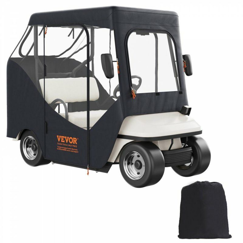 Golf Equipment |  Golf Cart Enclosure, 600D Polyester Driving Enclosure with 4-Sided Transparent Windows, 2 Passenger Club Car Covers Universal Fits for Most Brand Carts, Sunproof and Dustproof Outdoor Cart Cover Black Golf Equipment Black