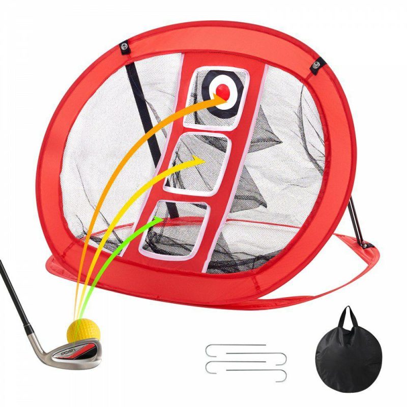 Golf Equipment |  Golf Chipping Net, Pop Up Golf Practice Net, Portable Indoor Outdoor Home Golf Hitting Aid Net with Target and Carry Bag, for Backyard Driving Training Swing, Gift for Men, Golf Lover, Red Red Golf Equipment Golf Equipment