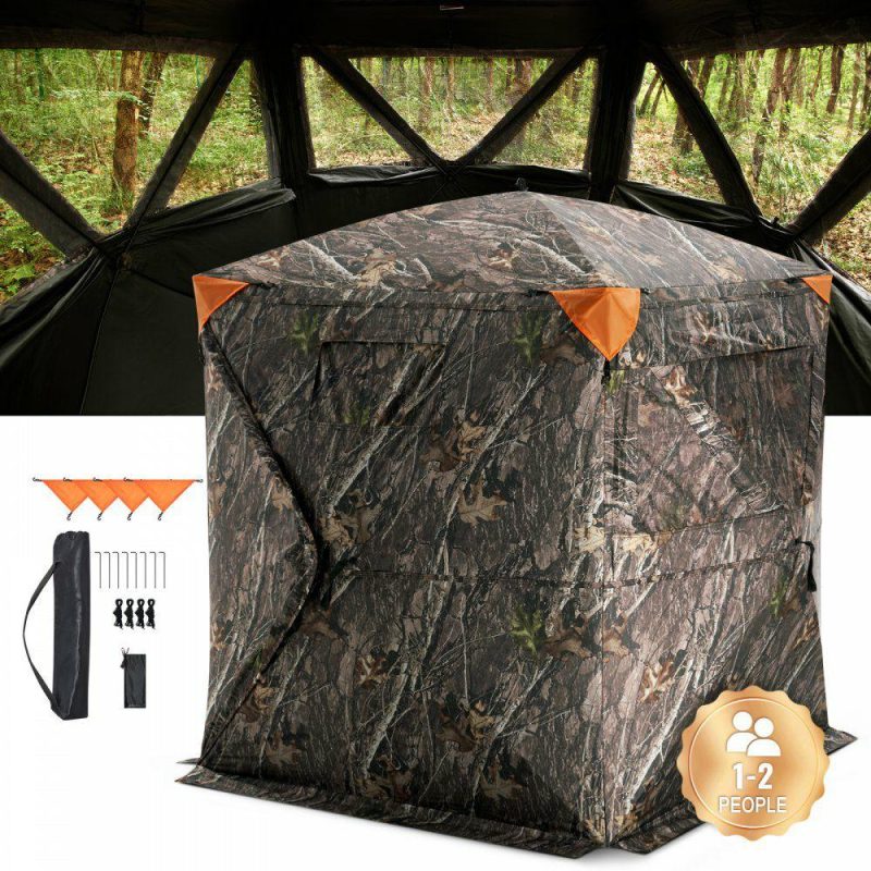 Hunting Gear |  Hunting Blind, 270° See Through Ground Blind, 1-2 Person Pop Up Deer Blind for Hunting with Carrying Bag, Portable Resilient Hunting Tent, 3 Horizontal Windows for Turkey and Deer Hunting Hunting Gear Hunting Gear