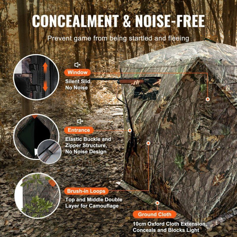 Hunting Gear |  Hunting Blind, 270° See Through Ground Blind, 1-2 Person Pop Up Deer Blind for Hunting with Carrying Bag, Portable Resilient Hunting Tent, 3 Horizontal Windows for Turkey and Deer Hunting Hunting Gear Hunting Gear