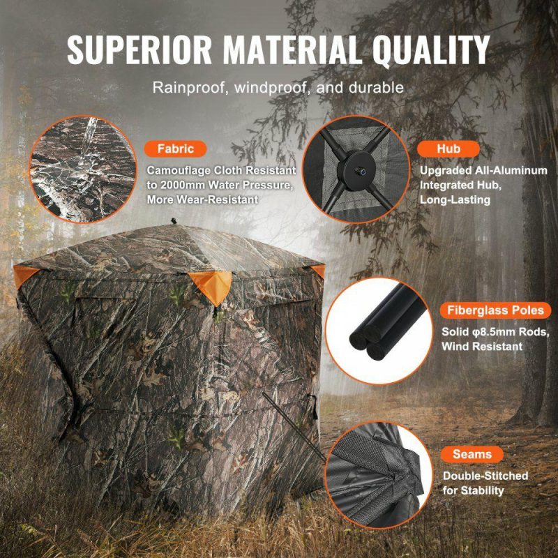 Hunting Gear |  Hunting Blind, 270° See Through Ground Blind, 1-2 Person Pop Up Deer Blind for Hunting with Carrying Bag, Portable Resilient Hunting Tent, 3 Horizontal Windows for Turkey and Deer Hunting Hunting Gear Hunting Gear