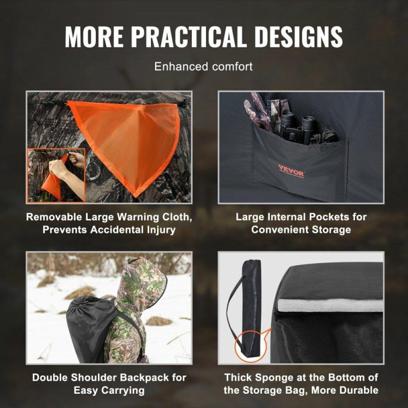 Hunting Gear |  Hunting Blind, 270° See Through Ground Blind, 1-2 Person Pop Up Deer Blind for Hunting with Carrying Bag, Portable Resilient Hunting Tent, 3 Horizontal Windows for Turkey and Deer Hunting Hunting Gear Hunting Gear