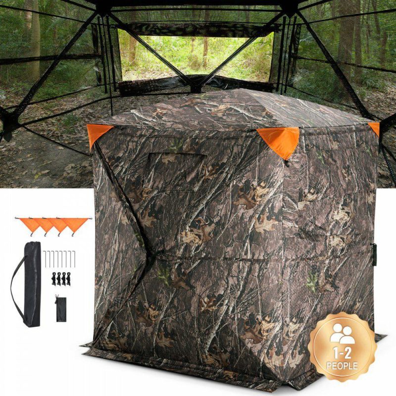 Hunting Gear |  Hunting Blind, 270° See Through Ground Blind, 1-2 Person Pop Up Deer Blind for Hunting with Carrying Bag, Portable Resilient Hunting Tent, One-Way See-Through Mesh for Turkey and Deer Hunting Hunting Gear Hunting Gear