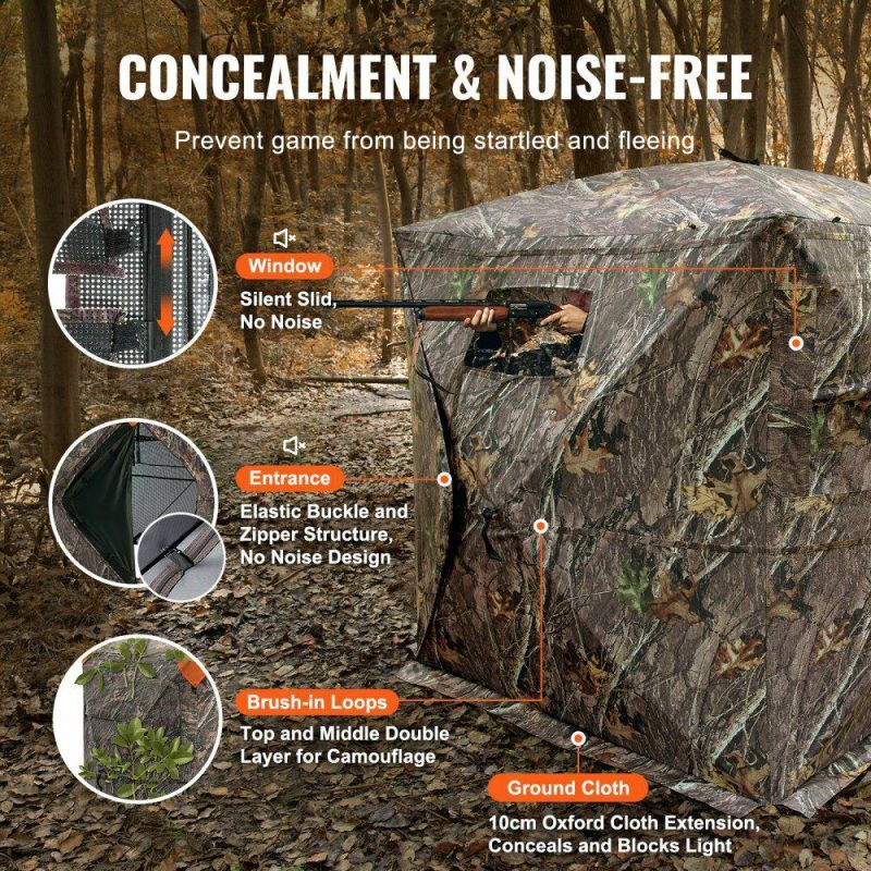 Hunting Gear |  Hunting Blind, 270° See Through Ground Blind, 1-2 Person Pop Up Deer Blind for Hunting with Carrying Bag, Portable Resilient Hunting Tent, One-Way See-Through Mesh for Turkey and Deer Hunting Hunting Gear Hunting Gear