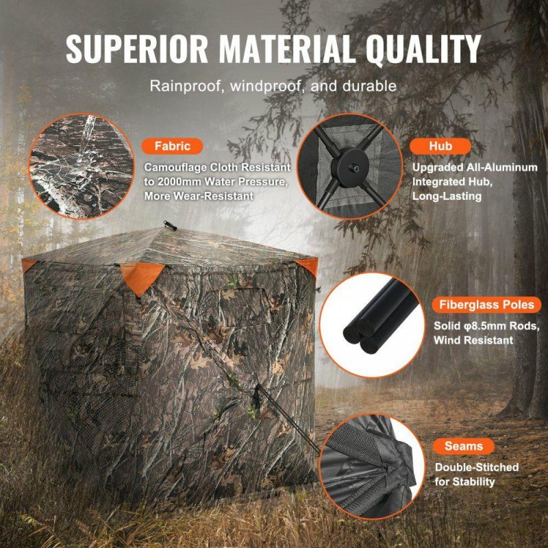 Hunting Gear |  Hunting Blind, 270° See Through Ground Blind, 1-2 Person Pop Up Deer Blind for Hunting with Carrying Bag, Portable Resilient Hunting Tent, One-Way See-Through Mesh for Turkey and Deer Hunting Hunting Gear Hunting Gear