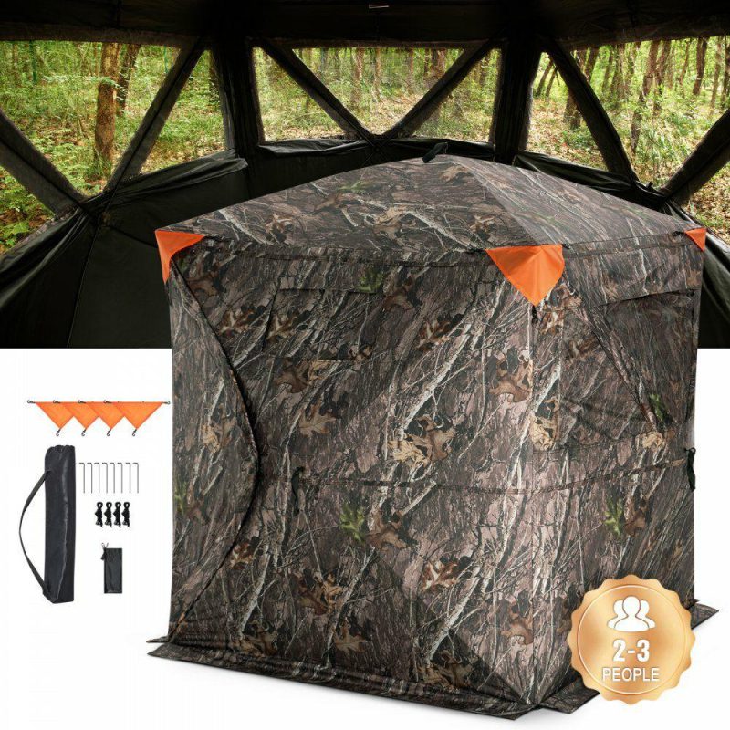 Hunting Gear |  Hunting Blind, 270° See Through Ground Blind, 2-3 Person Pop Up Deer Blind for Hunting with Carrying Bag, Portable Resilient Hunting Tent, 3 Horizontal Windows for Turkey and Deer Hunting Hunting Gear Hunting Gear