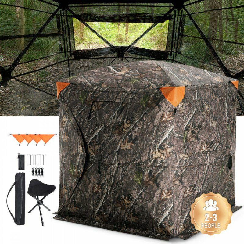 Hunting Gear |  Hunting Blind, 270° See Through Ground Blind, 2-3 Person Pop Up Deer Blind for Hunting with Carrying Bag, Portable Resilient Hunting Tent, One-Way See-Through Mesh for Turkey and Deer Hunting Hunting Gear Hunting Gear