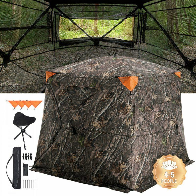 Hunting Gear |  Hunting Blind, 270° See Through Ground Blind, 4-5 Person Pop Up Deer Blind for Hunting with Carrying Bag, Portable Resilient Hunting Tent, One-Way See-Through Mesh for Turkey and Deer Hunting Hunting Gear Hunting Gear