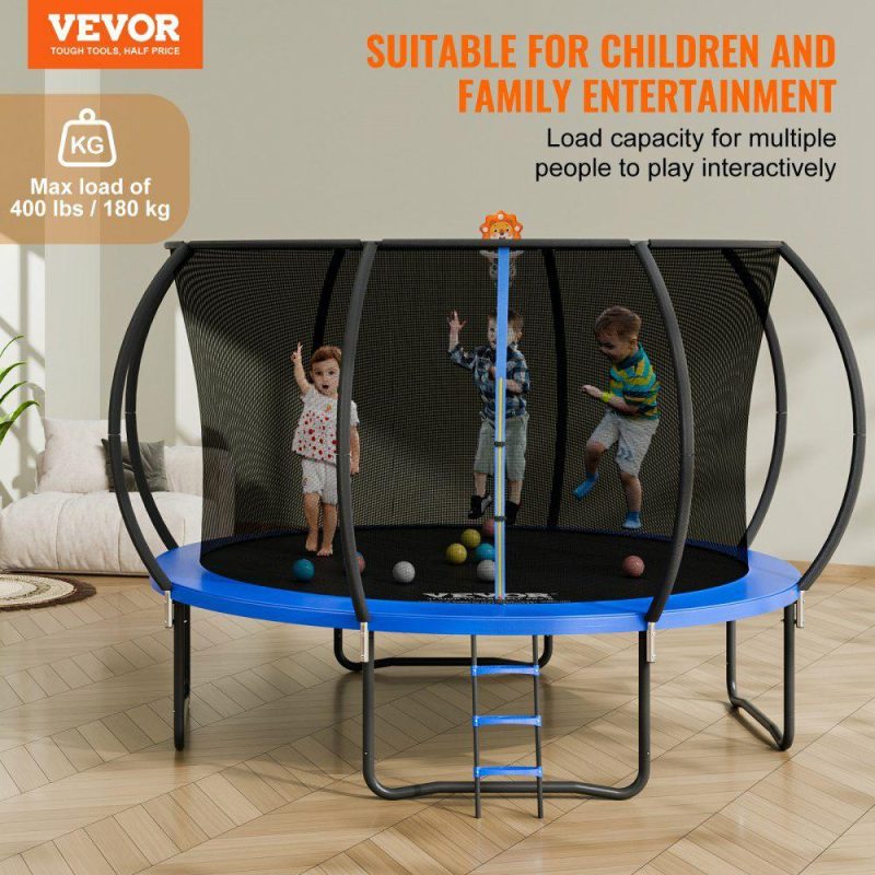 Leisure Sports |  12FT Trampoline, 400 lbs Trampoline with Enclosure Net, Ladder, and Curved Pole, Heavy Duty Trampoline with Jumping Mat and Spring Cover Padding, Outdoor Recreational Trampolines for Kids Adults Leisure Sports Leisure Sports