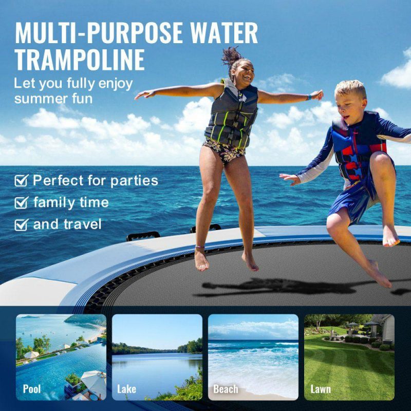 Leisure Sports |  Inflatable Water Bouncer, 13ft Recreational Water Trampoline, Portable Bounce Swim Platform with 3-Step Ladder & Electric Air Pump, Kids Adults Floating Rebounder for Pool, Lake, Water Sports Blue & White Leisure Sports Blue & White