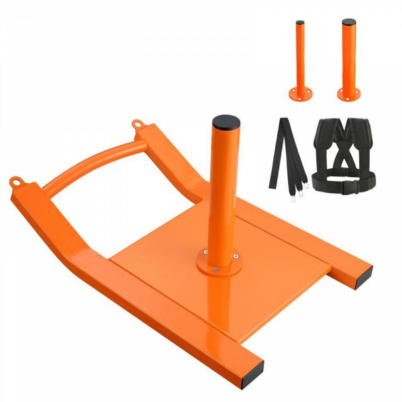 Leisure Sports |  Weight Training Pull Sled, Fitness Strength Speed Training Sled, Steel Power Sled Workout Equipment for Athletic Exercise and Speed Improvement, Suitable for 1″ & 2″ Weight Plate, Orange Orange Leisure Sports Leisure Sports