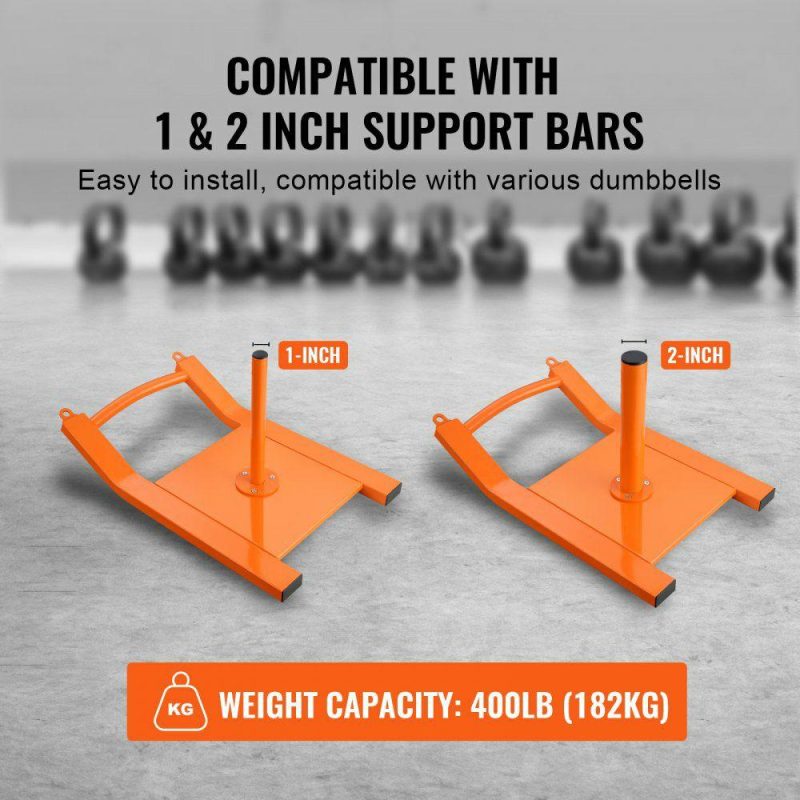 Leisure Sports |  Weight Training Pull Sled, Fitness Strength Speed Training Sled, Steel Power Sled Workout Equipment for Athletic Exercise and Speed Improvement, Suitable for 1″ & 2″ Weight Plate, Orange Orange Leisure Sports Leisure Sports