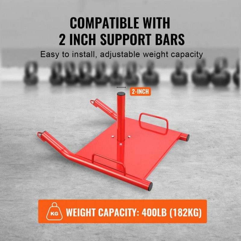 Leisure Sports |  Weight Training Pull Sled, Fitness Strength Speed Training Sled, Steel Power Sled Workout Equipment for Athletic Exercise and Speed Improvement, Suitable for 2″ Weight Plate, Red Red Leisure Sports Leisure Sports