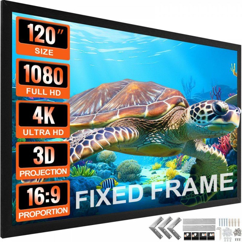 Office Electronics |  Projection Screen 120inch 16:9 Movie Screen Fixed Frame 3D Projector Screen for 4K HDTV Movie Theater Home Office Electronics Office Electronics